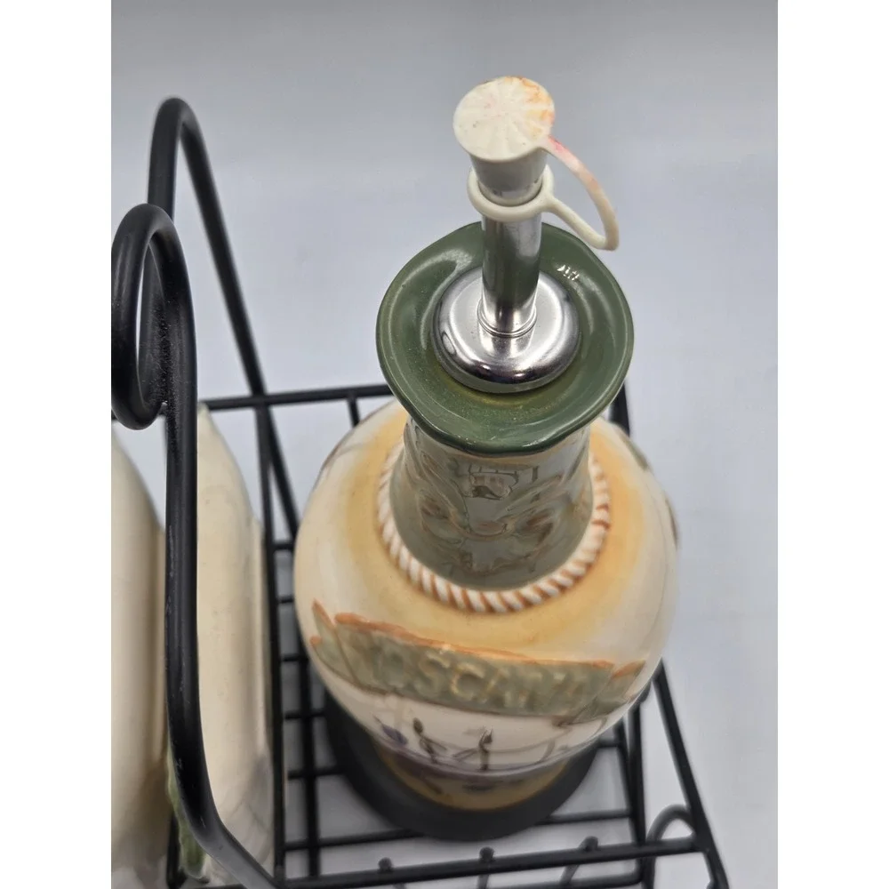 Toscana 6-pc Olive Oil Set Cruet Dipping Saucers Grapes Italy Appetizers